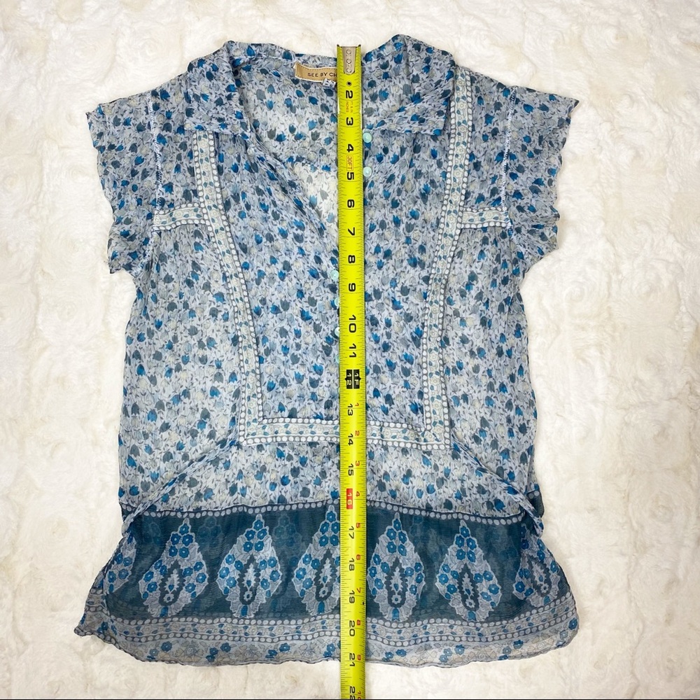 See By Chloe Anthropologie Silk Blouse Size 2 - Picture 7 of 8